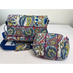 Vera Bradley Set Messenger Bag‎ Makeup Pouch Luggage Tag Marina Paisley